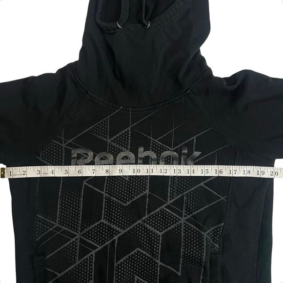 Reebok Black Geometric Hoodie Mens Size Medium Pullover Sweatshirt Athletic Wear - Picture 14 of 15